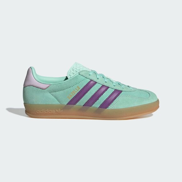 NWT Adidas Women's Gazelle Indoor 'Clear Mint Active Purple' Shoes JQ0192 - Picture 1 of 9